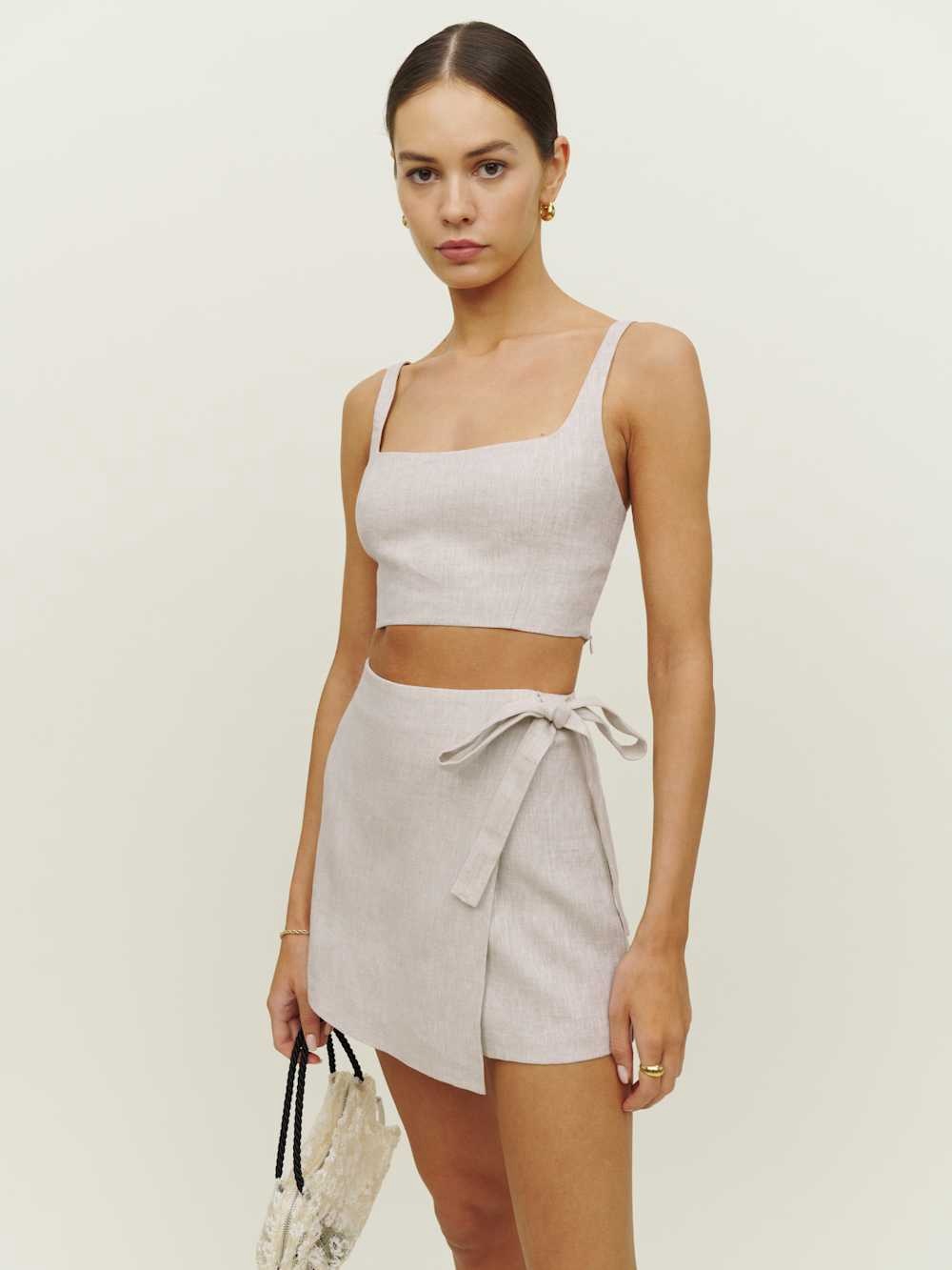 Reformation linen crop top in oatmeal